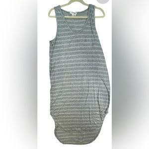 Olive & Oak Womens T Shirt Dress Gray Striped High Low Maxi Sleeveless